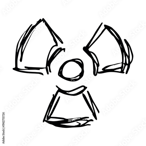 Hand drawn radiation sign Nuclear radiation hazard symbol Radioactive danger warning sign clipart in doodle style Nuclear safety Radioactive waste Single element for print, web, design, decor