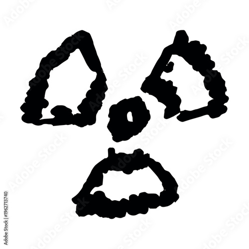Hand drawn radiation sign Nuclear radiation hazard symbol Radioactive danger warning sign clipart in doodle style Nuclear safety Radioactive waste Single element for print, web, design, decor