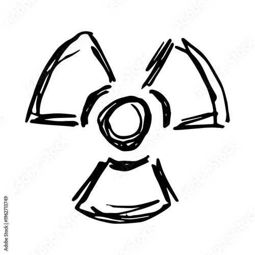Hand drawn radiation sign Nuclear radiation hazard symbol Radioactive danger warning sign clipart in doodle style Nuclear safety Radioactive waste Single element for print, web, design, decor