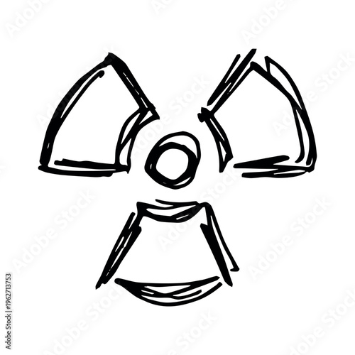 Hand drawn radiation sign Nuclear radiation hazard symbol Radioactive danger warning sign clipart in doodle style Nuclear safety Radioactive waste Single element for print, web, design, decor