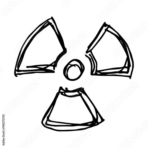 Hand drawn radiation sign Nuclear radiation hazard symbol Radioactive danger warning sign clipart in doodle style Nuclear safety Radioactive waste Single element for print, web, design, decor