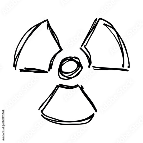 Hand drawn radiation sign Nuclear radiation hazard symbol Radioactive danger warning sign clipart in doodle style Nuclear safety Radioactive waste Single element for print, web, design, decor