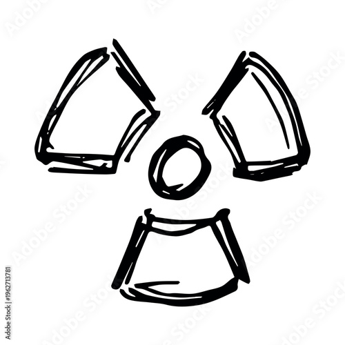 Hand drawn radiation sign Nuclear radiation hazard symbol Radioactive danger warning sign clipart in doodle style Nuclear safety Radioactive waste Single element for print, web, design, decor