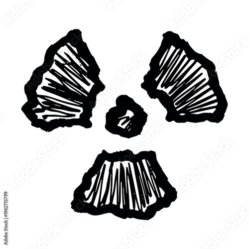 Hand drawn radiation sign Nuclear radiation hazard symbol Radioactive danger warning sign clipart in doodle style Nuclear safety Radioactive waste Single element for print, web, design, decor