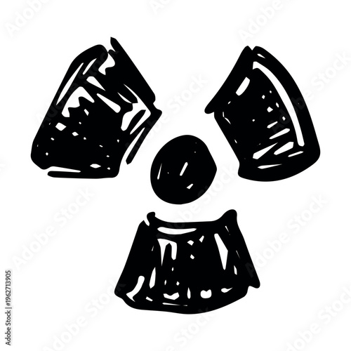 Hand drawn radiation sign Nuclear radiation hazard symbol Radioactive danger warning sign clipart in doodle style Nuclear safety Radioactive waste Single element for print, web, design, decor