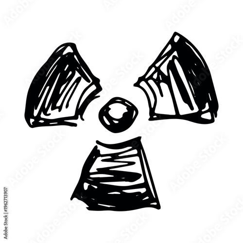 Hand drawn radiation sign Nuclear radiation hazard symbol Radioactive danger warning sign clipart in doodle style Nuclear safety Radioactive waste Single element for print, web, design, decor