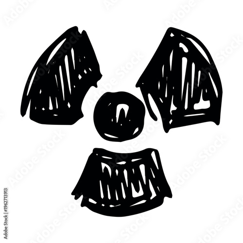 Hand drawn radiation sign Nuclear radiation hazard symbol Radioactive danger warning sign clipart in doodle style Nuclear safety Radioactive waste Single element for print, web, design, decor