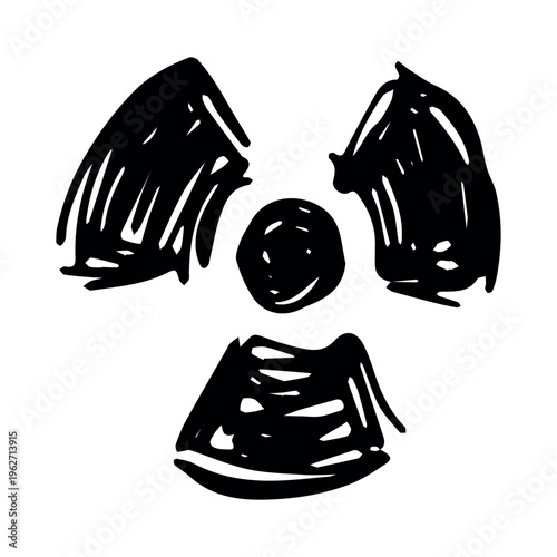 Hand drawn radiation sign Nuclear radiation hazard symbol Radioactive danger warning sign clipart in doodle style Nuclear safety Radioactive waste Single element for print, web, design, decor