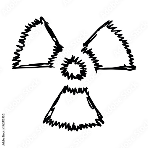 Hand drawn radiation sign Nuclear radiation hazard symbol Radioactive danger warning sign clipart in doodle style Nuclear safety Radioactive waste Single element for print, web, design, decor