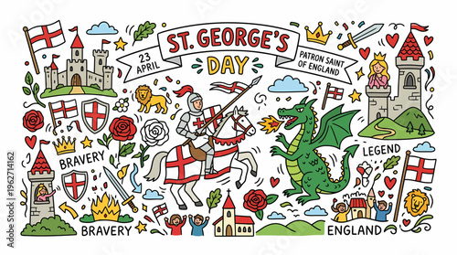 St. George's Day Celebration: Knight Fighting Dragon, England