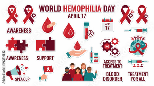World Hemophilia Day Awareness April 17 Health Medical Icons