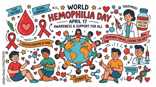World Hemophilia Day Awareness Banner Illustration