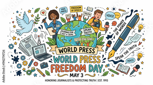 World Press Freedom Day Illustration: Journalism, Truth, and Free Speech