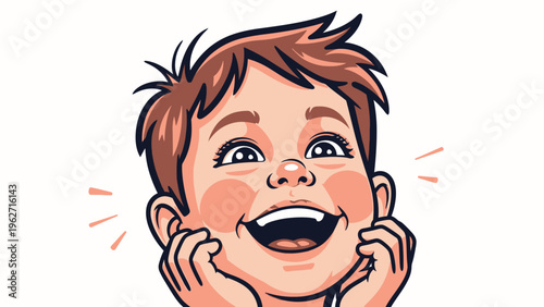 Happy Cartoon Boy with Joyful Expression.