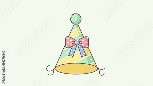 Colorful Party Hat with Bow Decoration.