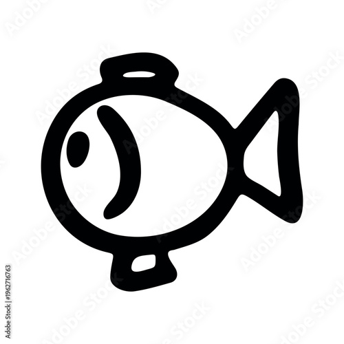 Hand drawn happy funny cute fish Adorable friendly kawaii tropical fish Underwater world sea life ocean Fishing seafood For design, kids print, kids books, nursery decor, coloring pages, logo