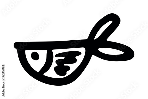 Hand drawn happy funny cute fish Adorable friendly kawaii tropical fish Underwater world sea life ocean Fishing seafood For design, kids print, kids books, nursery decor, coloring pages, logo