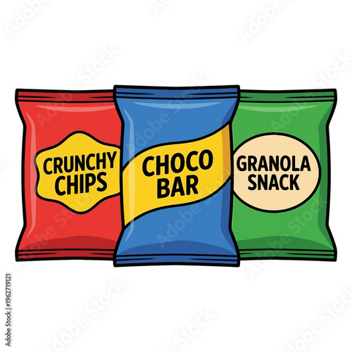 Sealed package snacks 2d flat vector illustration