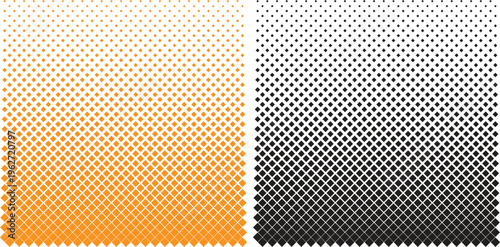Halftone gradient pattern with dot grid texture in orange and black, abstract modern background for print, design, branding, and digital creative use