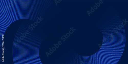 Abstract Futuristic Blue Technology Background with Dynamic Digital Waves and Neon Geometric Circles. Modern creative trendy design in vector illustration