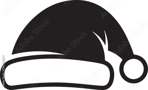 Black Santa Hat Icon Isolated on White Background Illustration