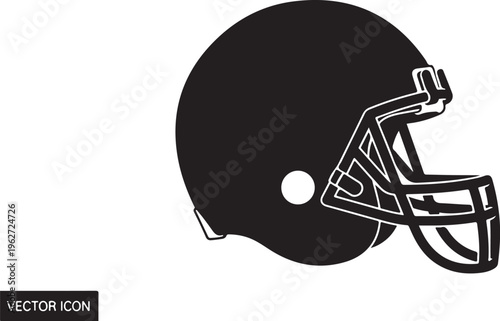 American Football Helmet Vector Icon in Black and White