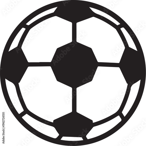 Black Soccer Ball Icon on White Background Illustration