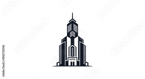 Modern Hotel Skyscraper Icon - Business Building Vector Graphic