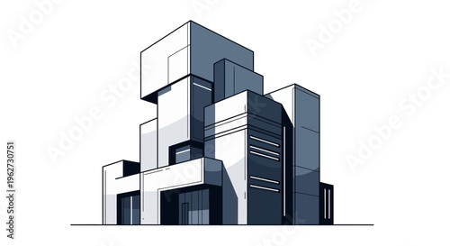 Modern Abstract Building Design Sketch - Minimalist Architecture Concept