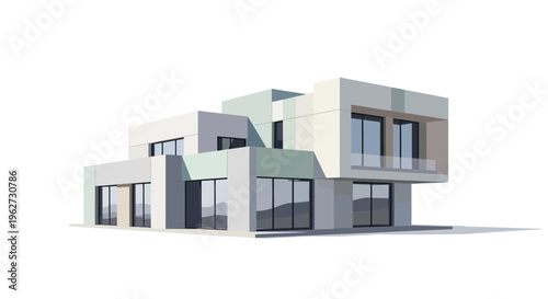 Modern Luxury Villa Architecture, Contemporary Design, White Exterior, Large Windows