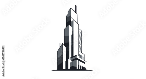 Modern Skyscraper Building Illustration - Corporate Office Tower Design