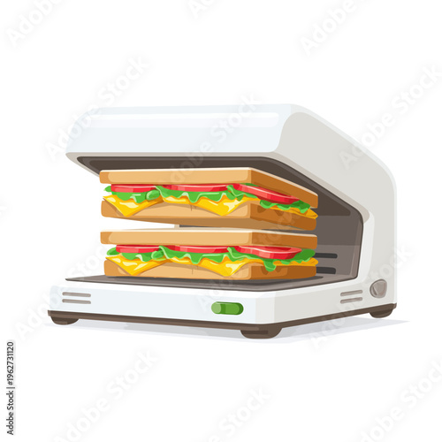 Compact sandwich maker with two delicious sandwiches ready