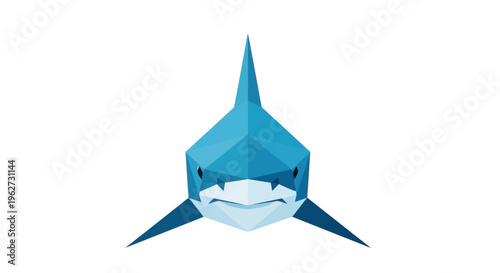 Geometric Blue Shark Illustration, Low Poly Art, Ocean Predator