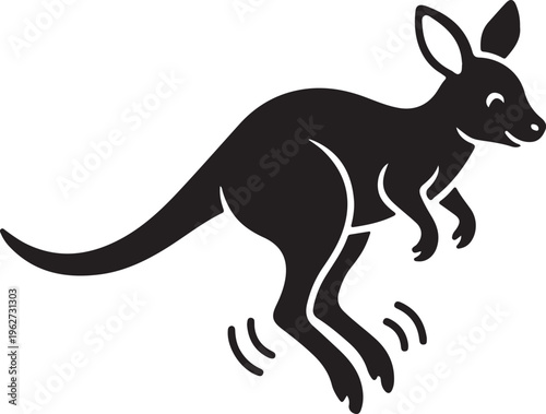 Joey Baby Kangaroo in Garden Silhouette Cute Animal Nature Vector