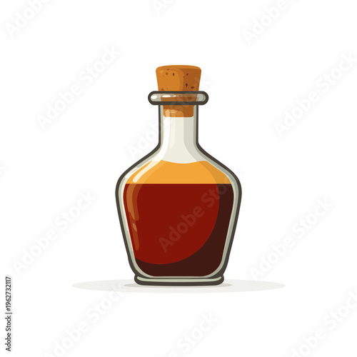 Glass bottle with corked amber liquid