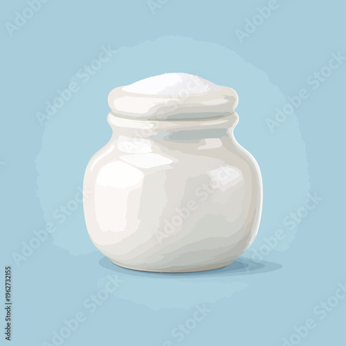 Glossy White Ceramic Salt Container with Lid