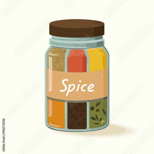 Glass Spice Jar With Multiple Compartments and Label