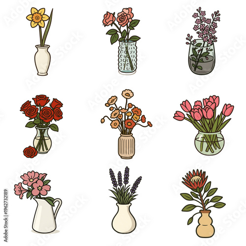 FLOWER IN VASE ICON SET