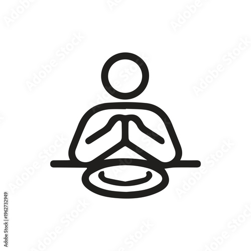 Outline Symbol Of A Figure Giving Thanks For A Meal At The Dinner Table
