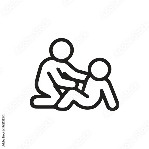 Line Art Icon Of Person Providing First Aid Or Therapeutic Massage