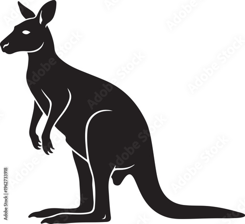 Kangaroo Icon Silhouette Minimal Animal Logo Vector Illustration