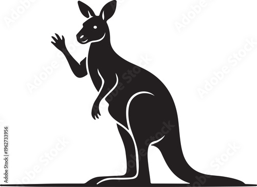 Kangaroo Icon Silhouette Minimal Animal Logo Vector Illustration