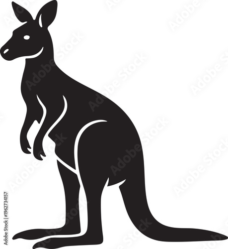 Kangaroo Icon Silhouette Minimal Animal Logo Vector Illustration