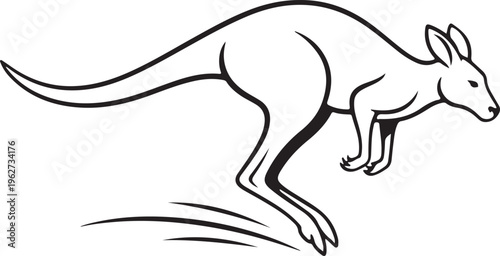 Kangaroo Outline Silhouette Minimal Animal Line Art Vector Illustration