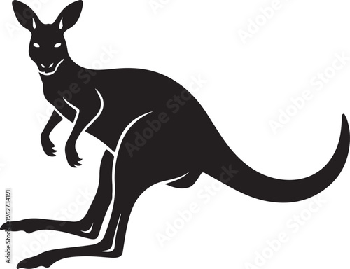 Kangaroo Icon Silhouette Minimal Animal Logo Vector Illustration