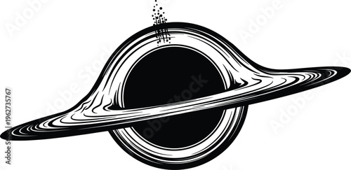Foto Illustration of a Black Hole with Radiating Rings, Ideal for Space, Astronomy, a