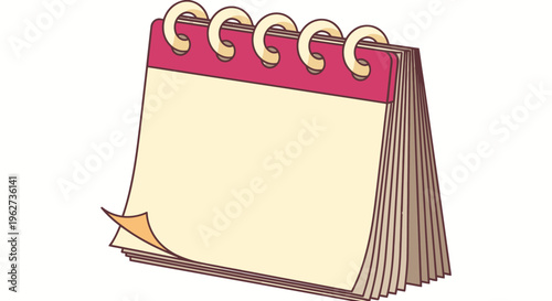 Illustrated desk calendar notebook with blank pages and spiral binding for planning and notes.
