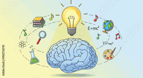 Brain with creative thinking concept ideas.
