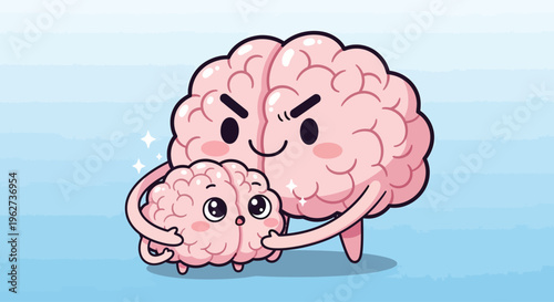 Cartoon brain characters with emotions.