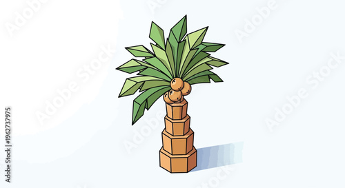 Palm tree with green leaves 1.